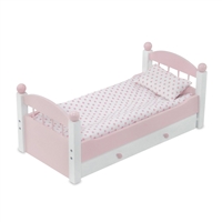 18-inch Doll Furniture - Pink Stackable Trundle Bed with Bedding - fits American Girl ® Dolls