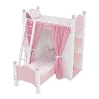 18-Inch Doll Furniture - Bunk Bed with Shelves and Curtains - fits American Girl ® Dolls