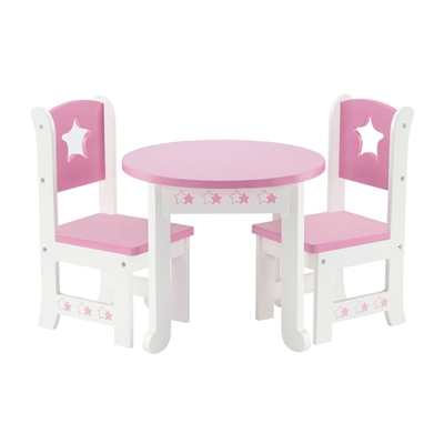 18-inch Doll Furniture - Star Collection Table and 2 Chair Dining Set - fits American Girl ® Dolls