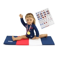 18-inch Doll Clothes - Gymnastics Leotard plus Tumbling Mat and Gold Medal - fits American Girl ® Dolls