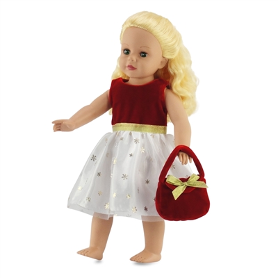 18-inch Doll Clothes - Red Holiday Dress with Purse - fits American Girl ® Dolls