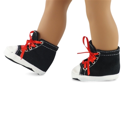 18-inch Doll Shoes - Black High Top Sneakers - fits American Girl ® Dolls