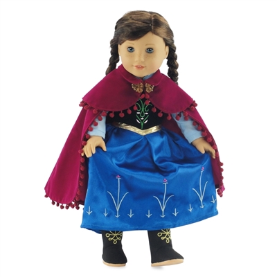 18-inch Doll Clothes - Princess Anna Inspired Dress with Boots - fits American Girl ® Dolls