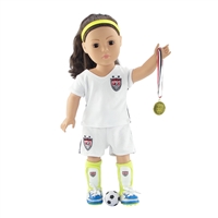 18-Inch Doll Clothes - Team USA-Inspired 7 Piece Soccer Uniform Outfit - fits American Girl ® Dolls