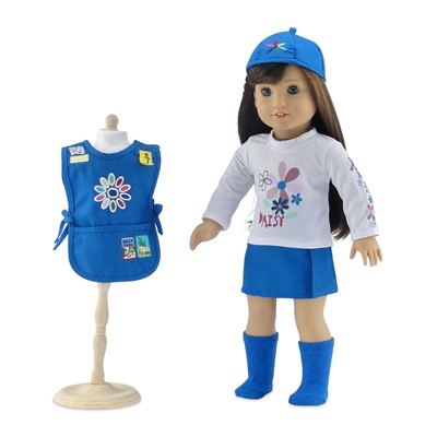 Emily Rose 18 Inch Doll Clothes | 18" Doll Daisy Girl Scout-Inspired 5 Piece Doll Clothing Uniform, Including Tunic with Embroidered Patches! | Gift Boxed!