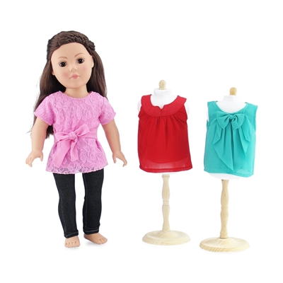 18 Inch Doll Clothes - Black Skinny Jeans with 3 Shirts - fits American Girl ® Dolls