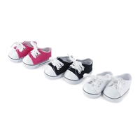 18 Inch Doll Clothes - 3 Pair (Pink, White, and Black) Sneakers - fits American Girl ® Dolls