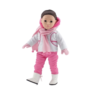 18-inch Doll Clothes - Winter Snow Outfit with T-Shirt, Scarf, Mittens, and Boots - fits American Girl ® Dolls