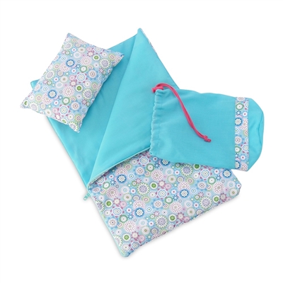 18-Inch Doll Accessories - Reversible Flower Print Sleeping Bag Set - fits American Girl ® Dolls