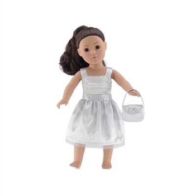 18 Inch Doll Clothes - Silver Party Dress with Purse - fits American Girl ® Dolls