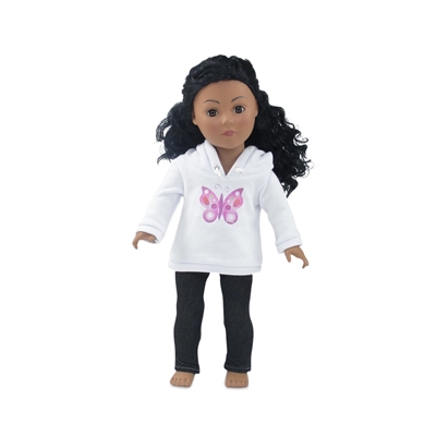 18-inch Doll Clothes - Hooded Butterfly Sweatshirt Outfit with Black Skinny Jeans - fits American Girl ® Dolls
