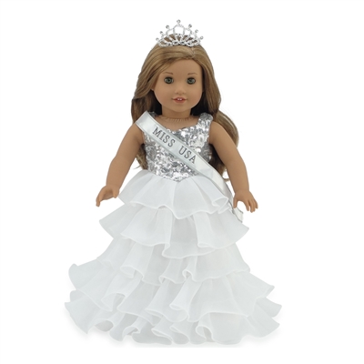 18-inch Doll Clothes - Miss USA Inspired Dress and Accessories - fits American Girl ® Dolls