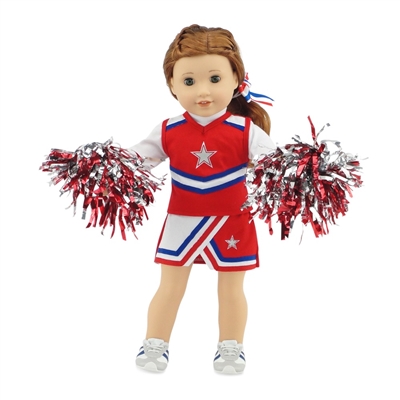 18-inch Doll Clothes - Cheerleader Outfit with Pom Poms and Gym Shoes - fits American Girl ® Dolls