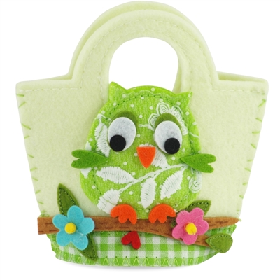 18-inch Doll Accessories - Off-White Felt Purse/Beach Bag with Multicolored Owl Pattern -fits American Girl ® Dolls