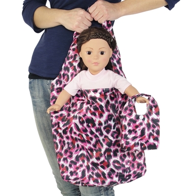 18-inch Doll Accessories - Pink Cheetah Print Doll Tote Bag Plus Matching Doll Purse - fits American Girl ® Dolls