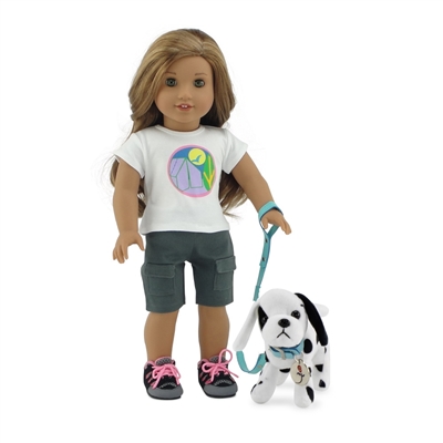 18 Inch Doll Accessories - Dalmatian Puppy with Leash, Collar, and Dog Tag - fits American Girl ® Dolls
