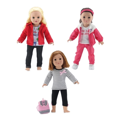 18-Inch Doll Clothes - 3 Pack Casual Clothing Outfit Set - fits American Girl ® Dolls