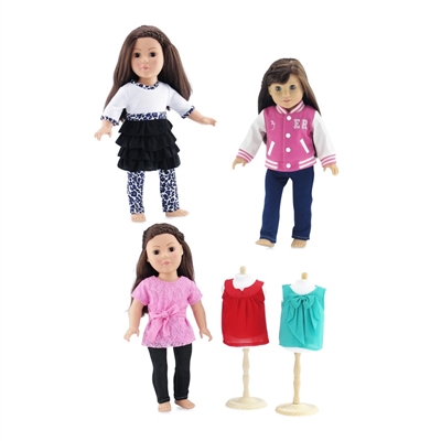 18-Inch Doll Clothes - Clothing Outfits 3 Casual Sets - fits American Girl ® Dolls