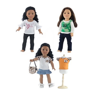 18-Inch Doll Clothes - Clothing Outfits 3 Pack Casual Sets - fits American Girl ® Dolls