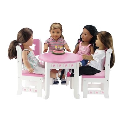 18-inch Doll Furniture - Star Collection Table and 4 Chair Dining Set - fits American Girl ® Dolls