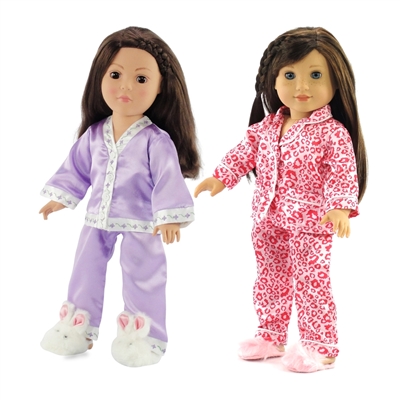 Doll Pajamas Luxurious Satiny PJ and Accessories Value Bundle