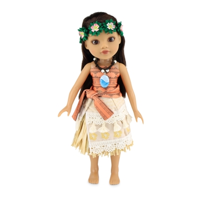14 Inch Doll Clothes - Six-Piece Moana-Inspired Outfit with Accessories - fits Wellie Wishers ® Dolls