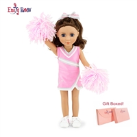 14-inch Doll Clothes - Pink Cheerleader Outfit with Pom Poms and Gym Shoes - fits American Girl ® Dolls