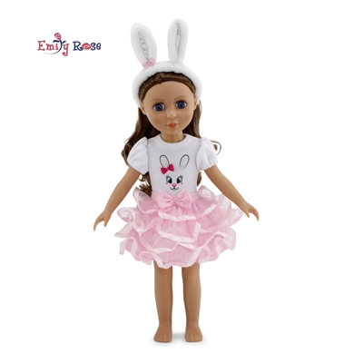 14-Inch Doll Clothes - Easter Bunny Costume Outfit with Ears and Tail - fits Wellie Wishers ® Dolls