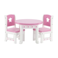 14-inch Doll Furniture - Star Collection Table and 2 Chair Dining Set - fits American Girl ® Wellie Wishers Dolls