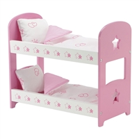 14-inch Doll Furniture - Pink Bunk Bed with Star Detail (Includes Bedding) - fits American Girl ® Wellie Wishers Dolls