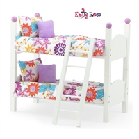 14-Inch Doll Furniture - White Stackable Bunk Bed with Ladder - fits Wellie Wishers Dolls
