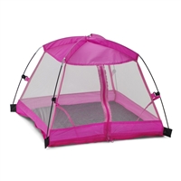 14 Inch Doll Accessories - Pink Dining Canopy Camping Tent with Case - fits American Girl Wellie Wishers ® Dolls