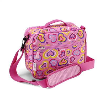 Emily Rose Kids Insulated Lunch Box Bag for boys and girls | Reusable Children's Lunch Box Includes Removable Carry Strap | Measures 11.0*9.5*4.75 Inches | Perfect for School Lunches (Playful Hearts)