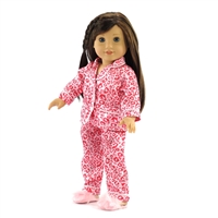 18-inch Doll Clothes - Leopard Print Pajamas/PJs with Fuzzy Slippers - fits American Girl ® Dolls