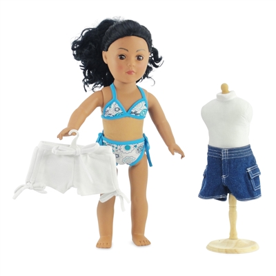 18-inch Doll Clothes - Bikini Set with Shorts - fits American Girl ® Dolls