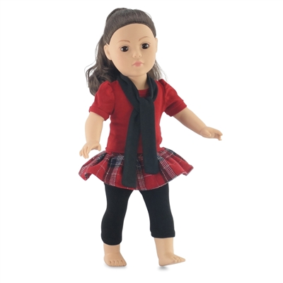 18-inch Doll Clothes - Plaid Skirt and Shirt with Leggings - fits American Girl ® Dolls