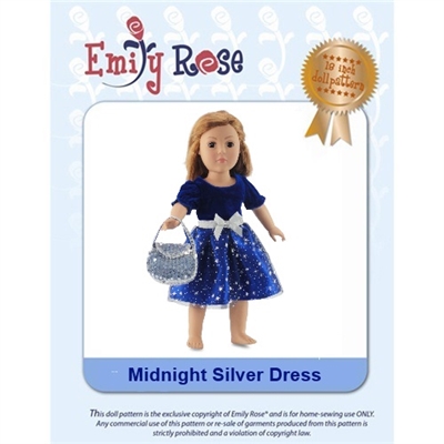 18-Inch Doll Clothes Pattern - Midnight Silver Dress - Downloaded to your computer