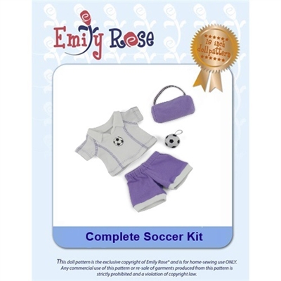 18-Inch Doll Clothes Pattern - Soccer Kit - Downloaded to your computer