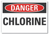 Chlorine Danger Label Sign, Adhesive 10" x 4"