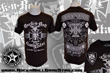 Biker Cross V2 Mens Black Super Vintage Wash T Shirt Rock n Roll Heavy Metal Sturgis