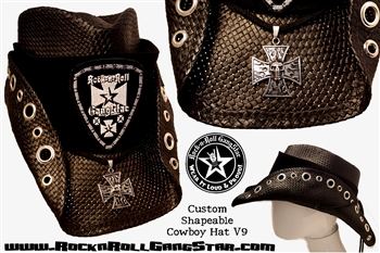 Custom Shapeable Cowboy Hat black version 9 Rock and Roll Heavy Metal hats accessories