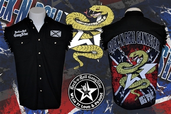 Don't Tread On Rock n Roll denim cut off sleeveless shirt Rock n Roll Heavy Metal clothing shirt Rock n Roll GangStar