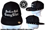 Custom Snap Back Ball Cap Hat with grommet & studs Rock n Roll GangStar lettering Rock n Roll Heavy Metal clothing accessories