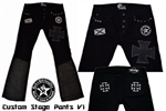 Custom Stage Pants Iron Cross with leather & patch work FREE Shipping Rock and Roll Heavy Metal clothing & accessories