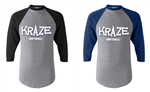 Kraze 2 Color Front Grey 3/4 Sleeve Raglan T-Shirt