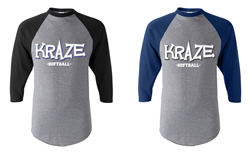 Kraze 2 Color Front Grey 3/4 Sleeve Raglan T-Shirt