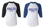 Kraze 2 Color Front White 3/4 Sleeve Raglan T-Shirt