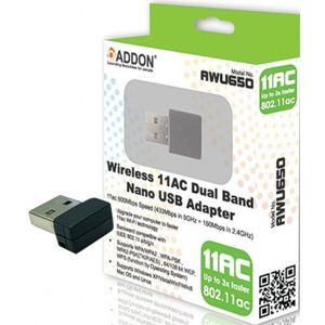 Addon Wireless AC Dual Band 600Mbps Nano USB Adapter (AWU650)