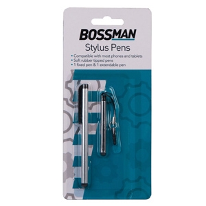 Pack of 2 BOSSMAN Stylus Pens Compatible with most Smartphones & Tablets