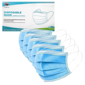 Disposable 3-Ply Face Masks PPE Face Covering Respirator Protection (50 pack)